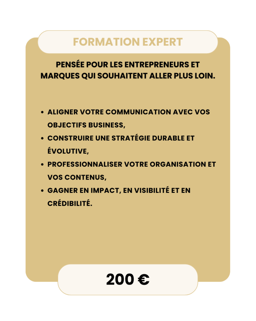 Formation avancée en communication digitale pour aligner communication et objectifs business.